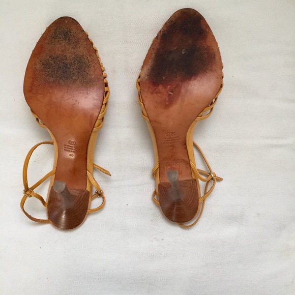 Aldo Leather Mustard Strappy Sandals Size 40 US/ 9 - Picture 7 of 8